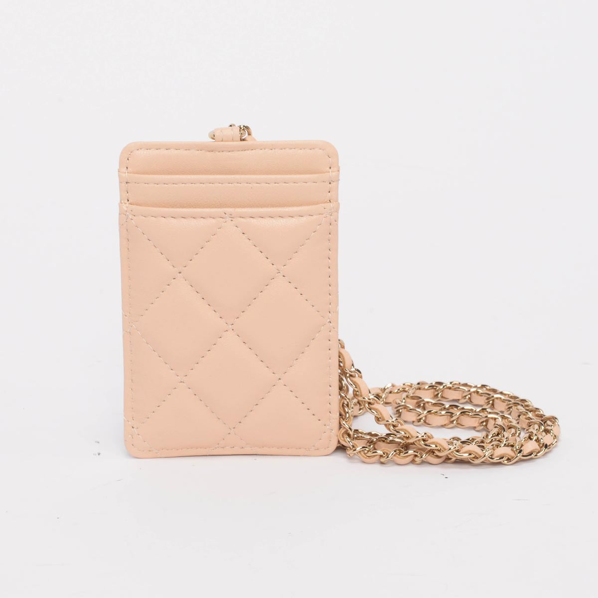 Chanel Beige Lambskin CC Chain Card Holder