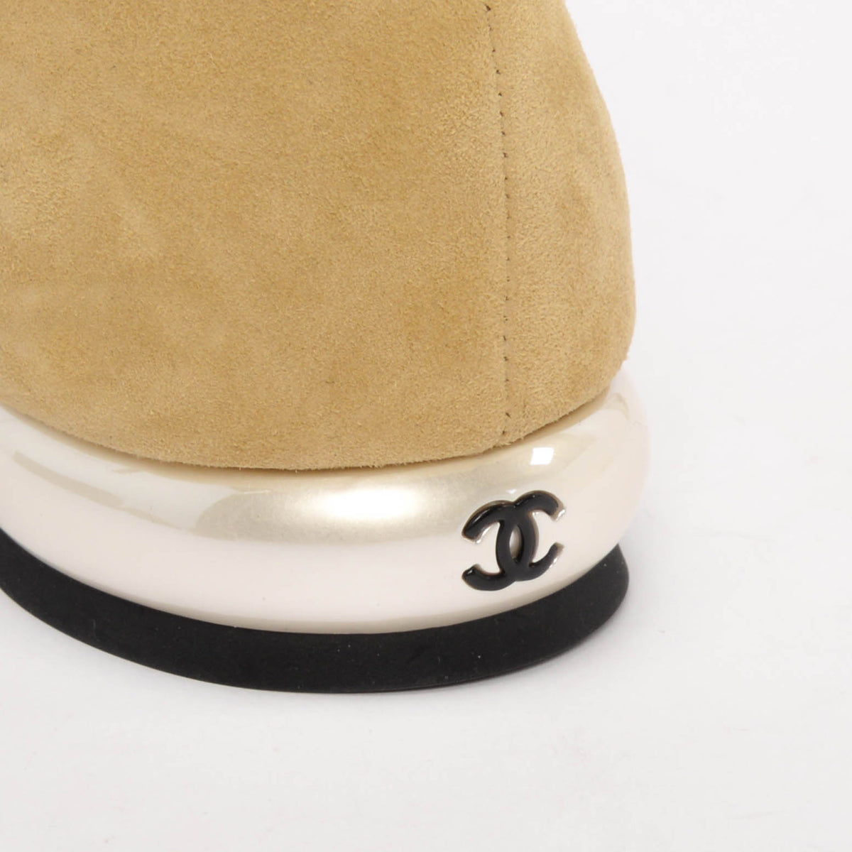 Chanel Beige & Black Suede & Velvet Cap Toe Mary Janes 38.5