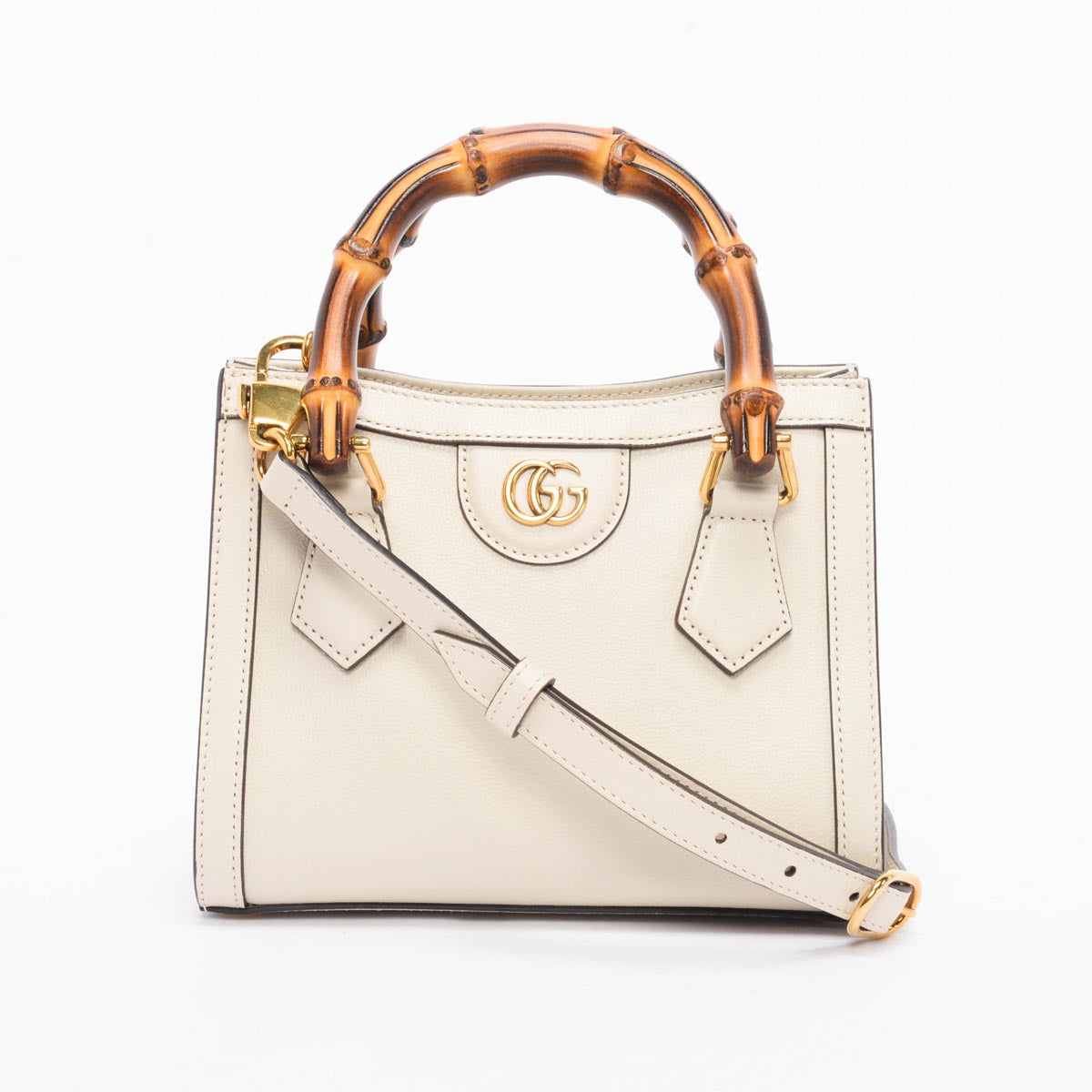 Gucci White Calfskin Diana Mini Tote