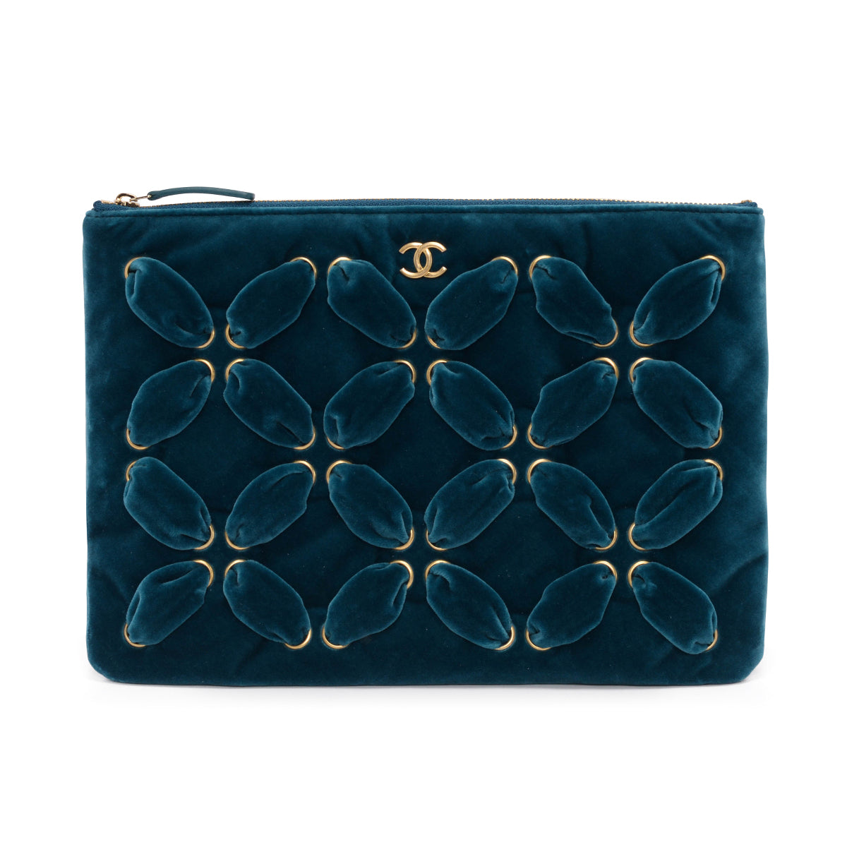 Chanel Teal Velvet Medium O-Case