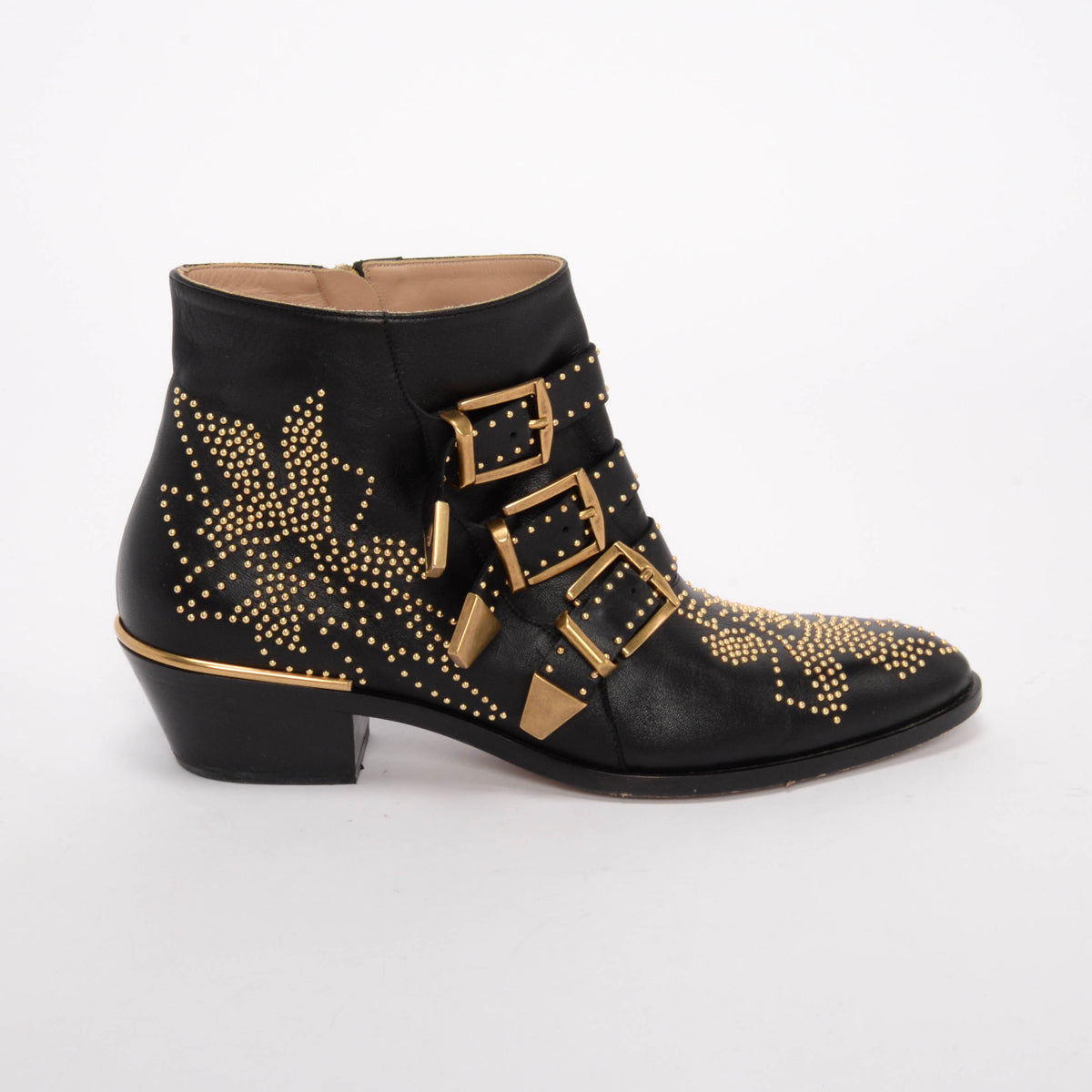 Chloe Black & Gold Studded Susanna Boots 39