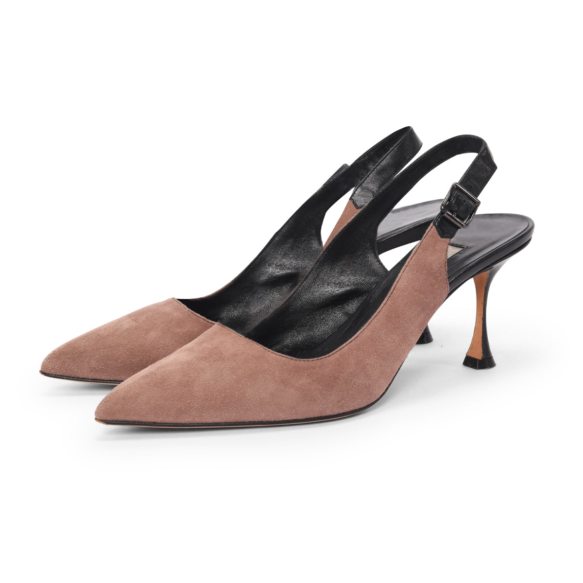 Manolo Blahnik Taupe Suede Slingback Pumps 40