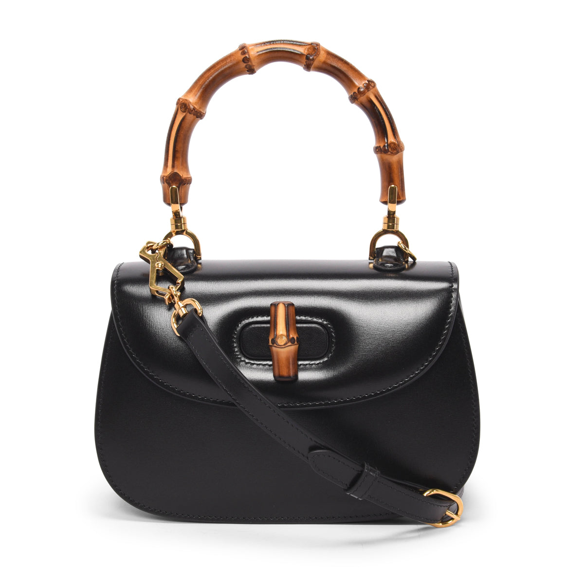 Gucci Black Calfskin Bamboo 1947 Small Bag