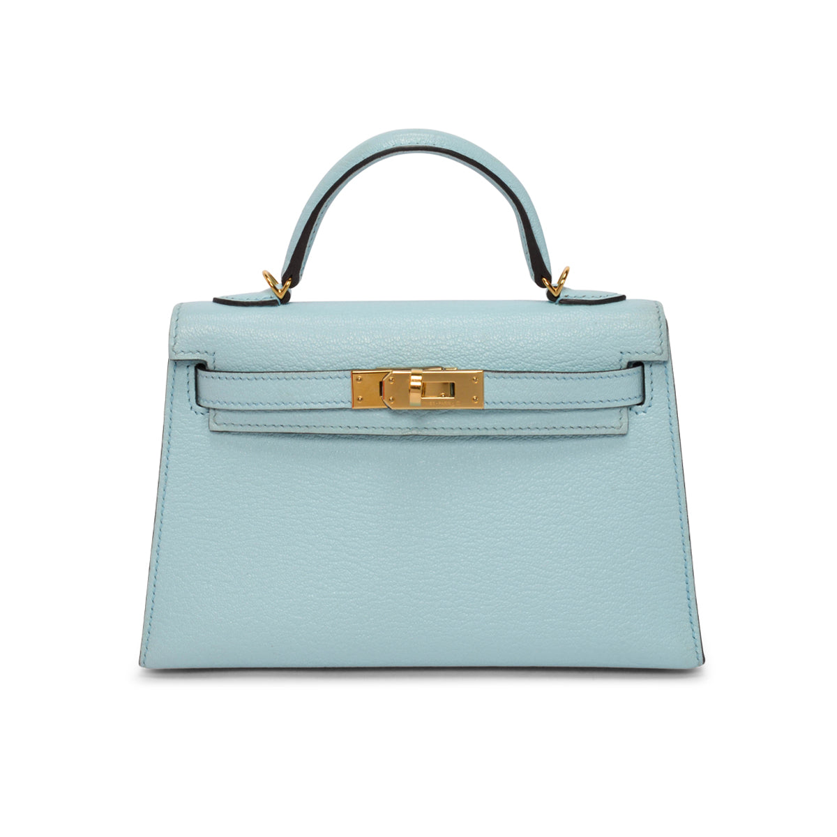 Hermes Bleu Zephyr Chevre Mini Kelly II GHW
