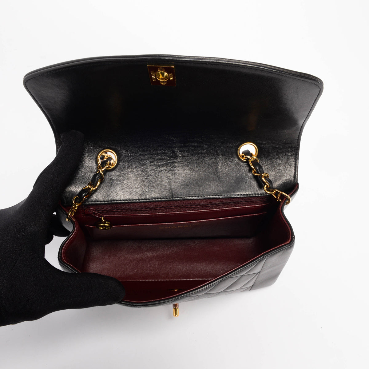 Chanel Black Quilted Lambskin Small Diana Shoulder Bag