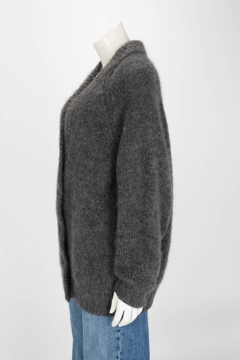 Prada Charcoal Mohair Blend Oversize Cardigan IT 38