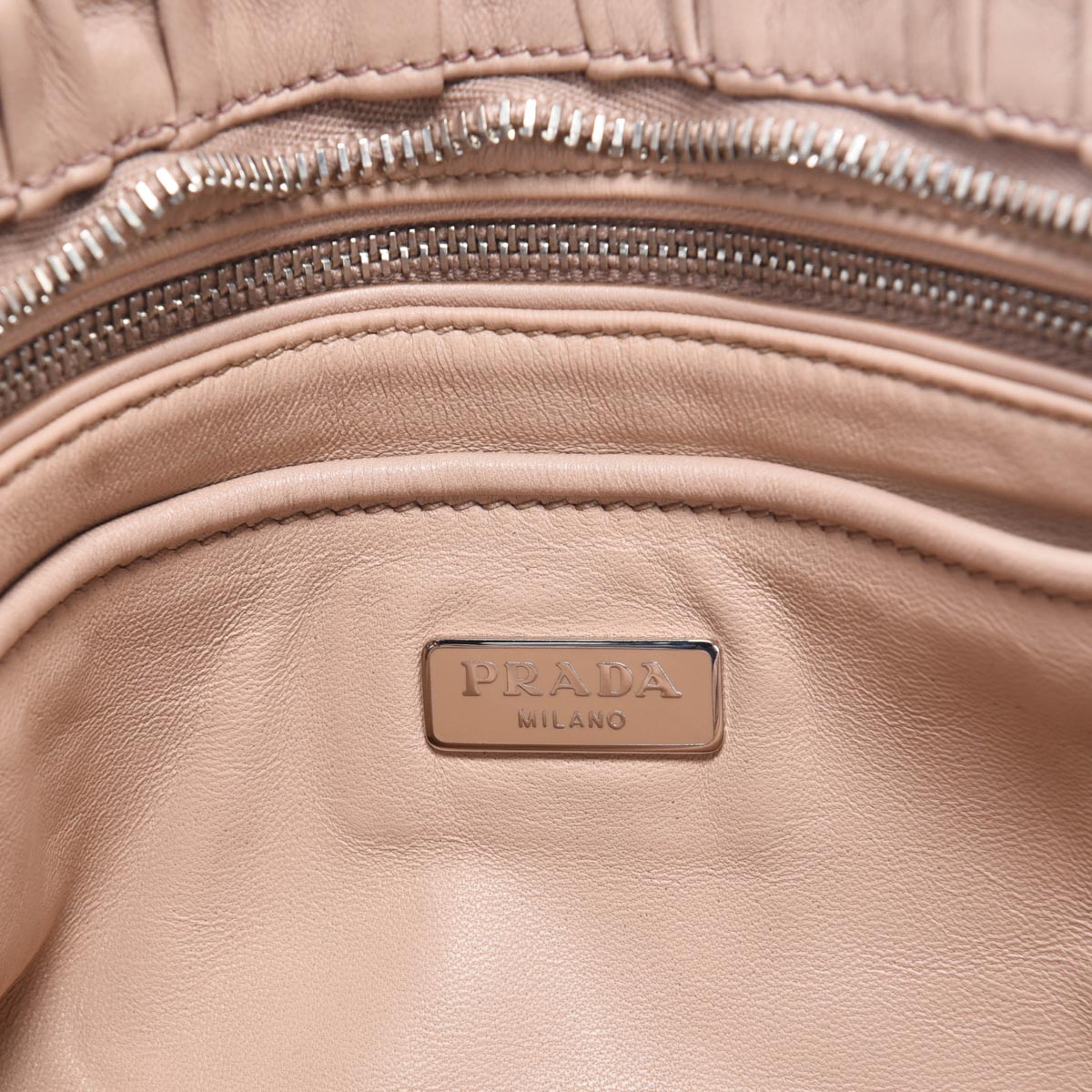 Prada Dusty Pink Gaufre Nappa Zipped Pouch