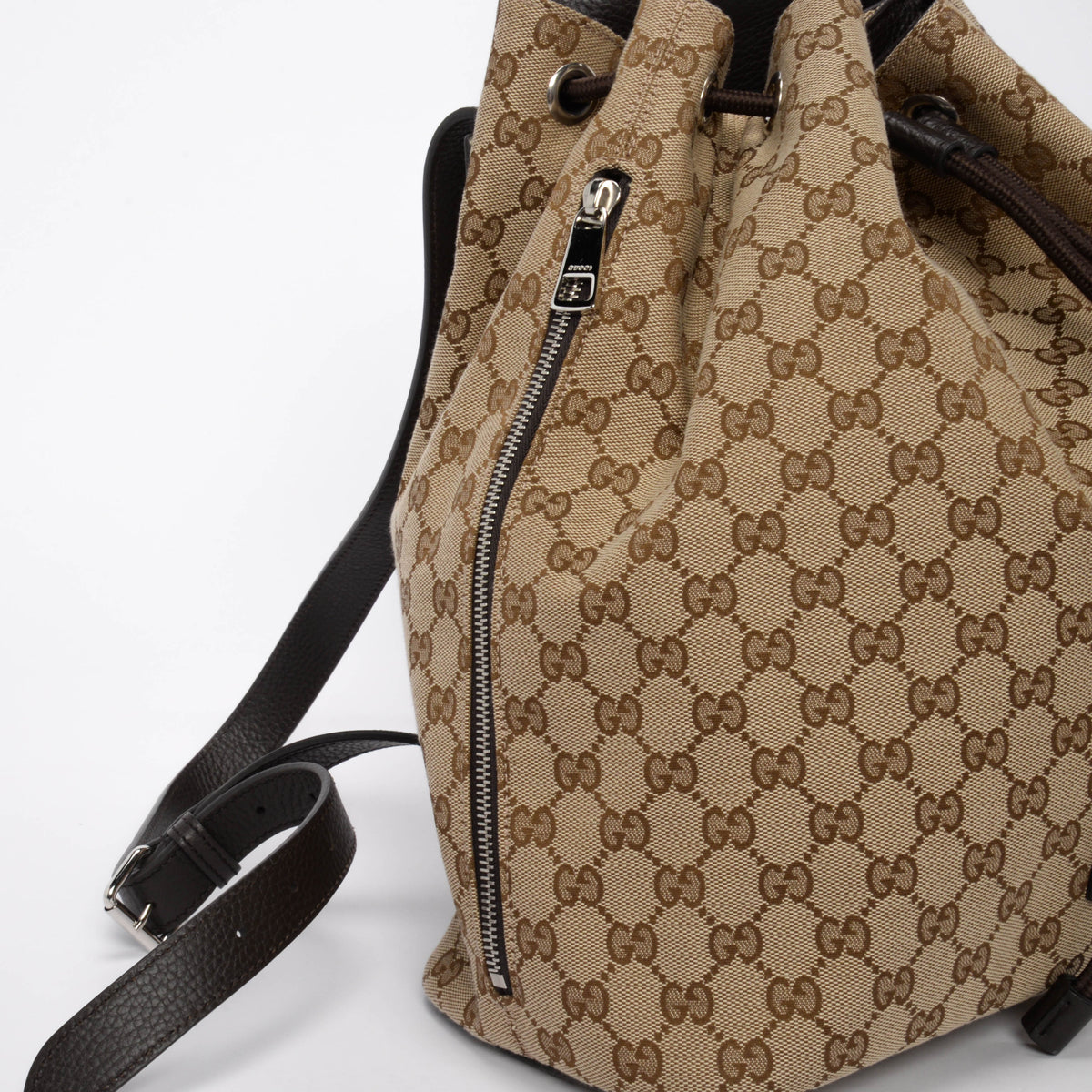 Gucci Beige GG Canvas Drawstring Backpack