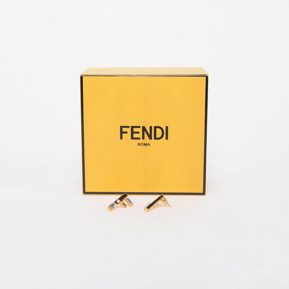 Fendi Gold Tone Crystal Fendi First Earrings