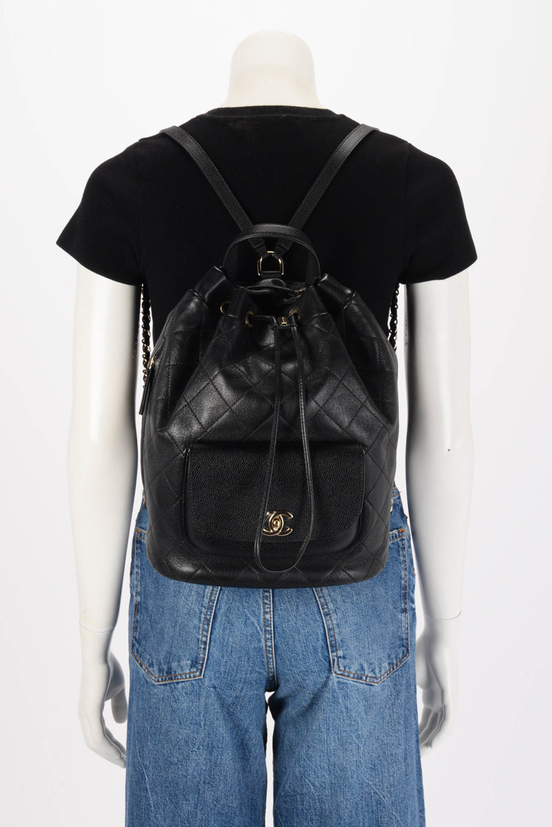 Chanel Black Quilted Sheepskin Daily Round Backpack