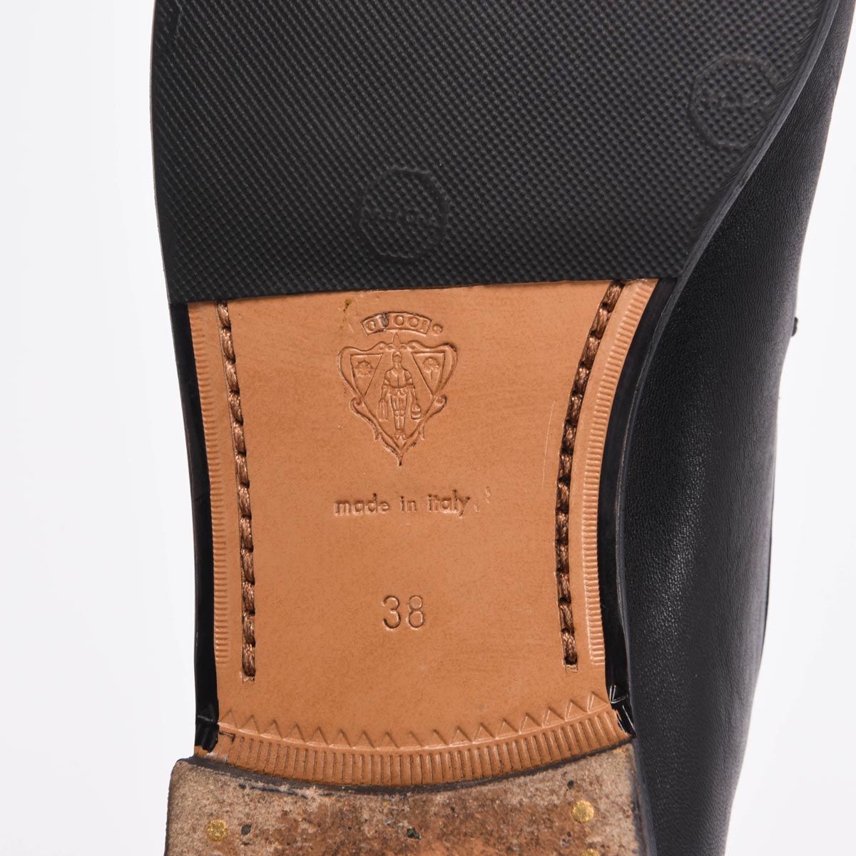 Gucci Black Malaga Kid Jordaan Crystal Horsebit Loafers 38