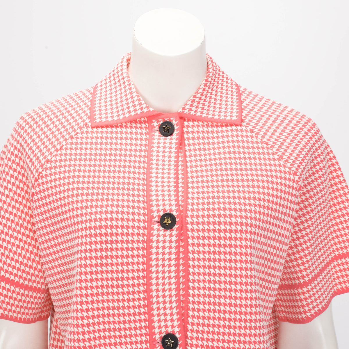 Dior Pink & White Technical Knit Dioriviera Short Sleeve Jacket FR 40