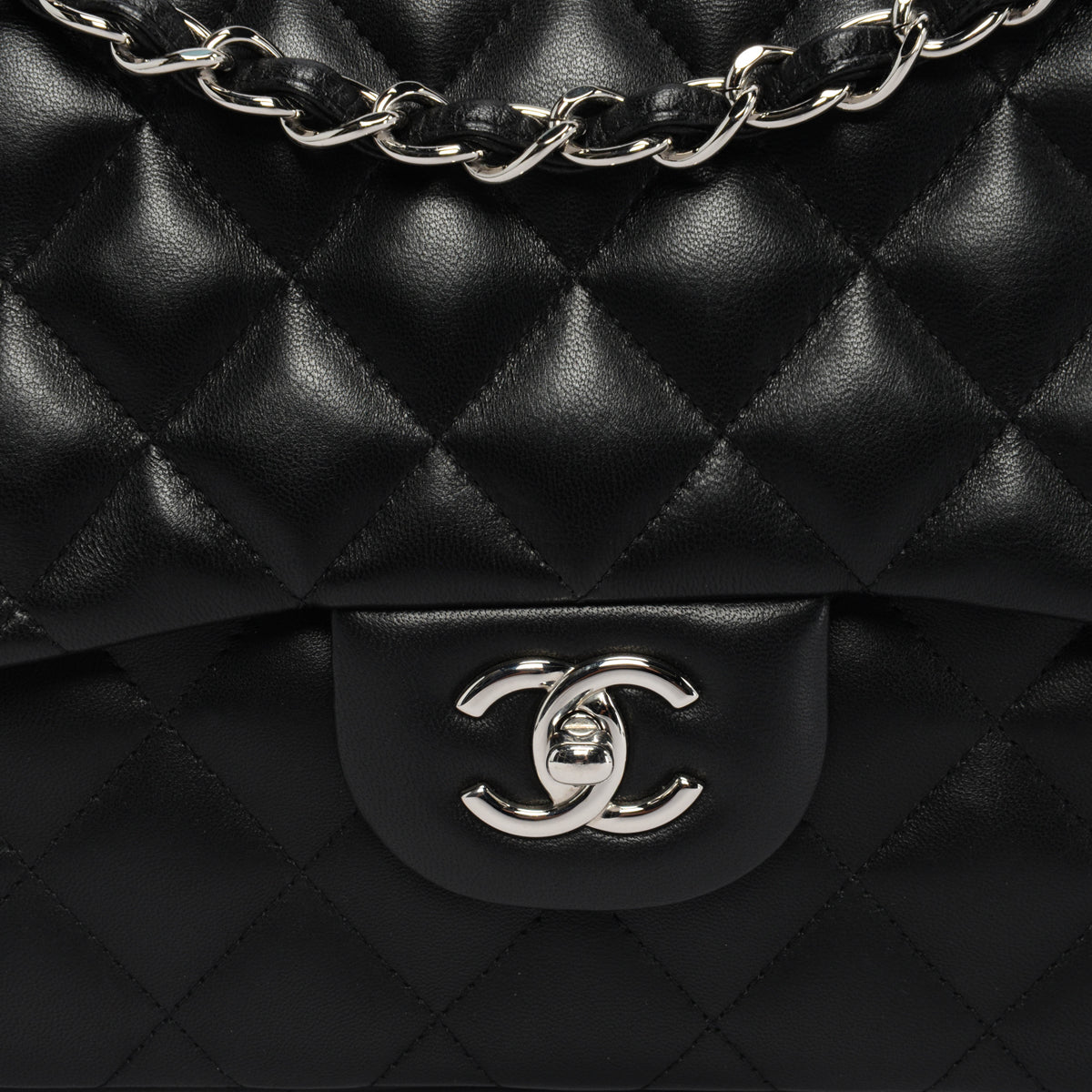 Chanel Black Quilted Lambskin Large Double Flap Bag