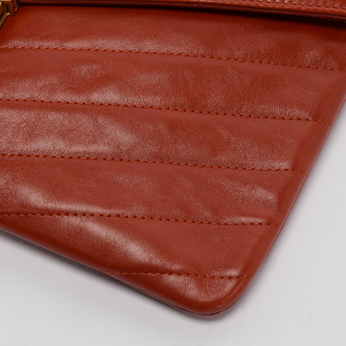 Chanel Red Chevron Calfskin Medal Envelope Clutch