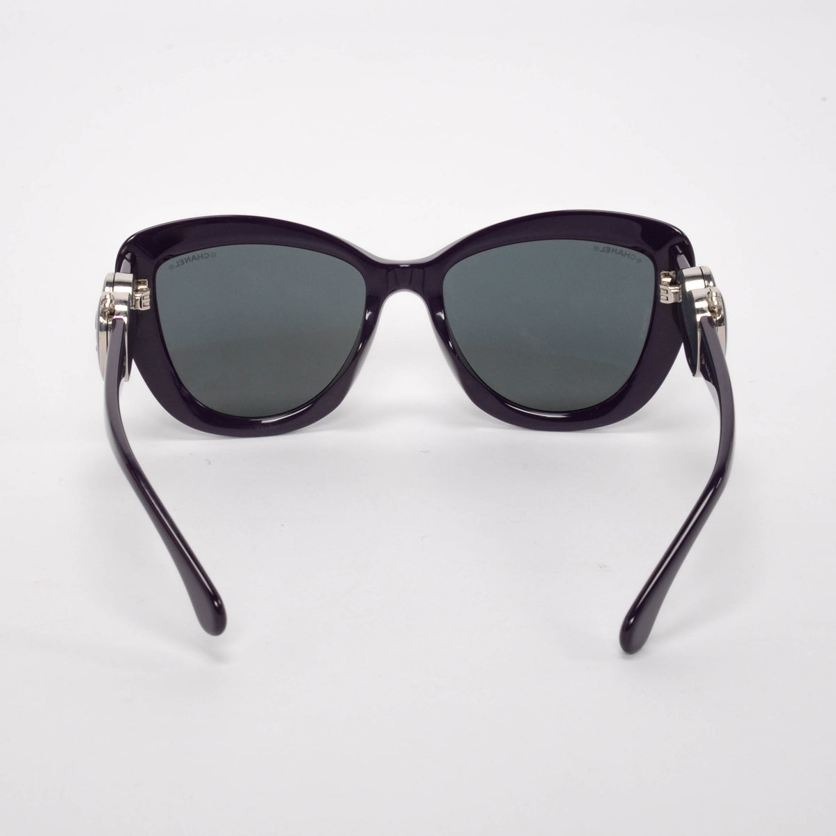 Chanel Purple CC Heart Mirror Butterfly Sunglasses