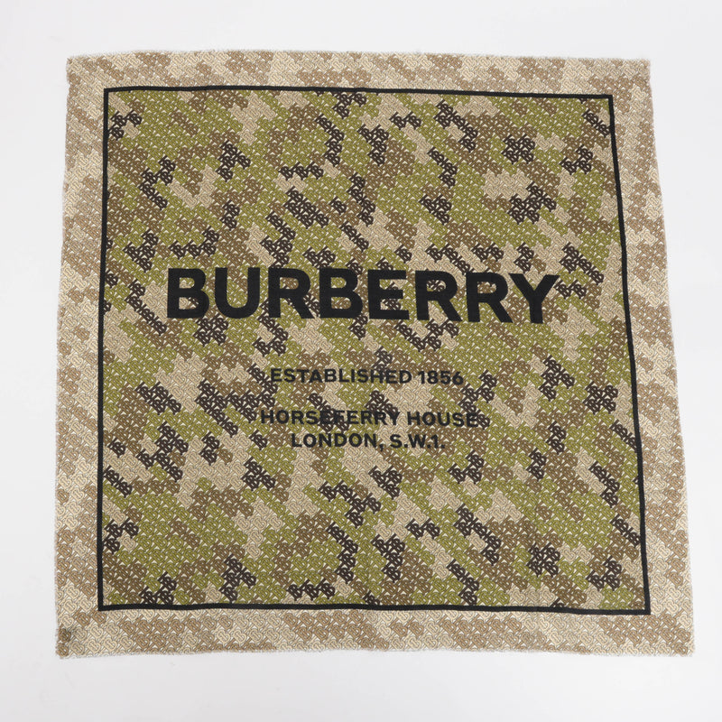 Burberry Camo Cotton & Silk TB Monogram Scarf - Blue Spinach