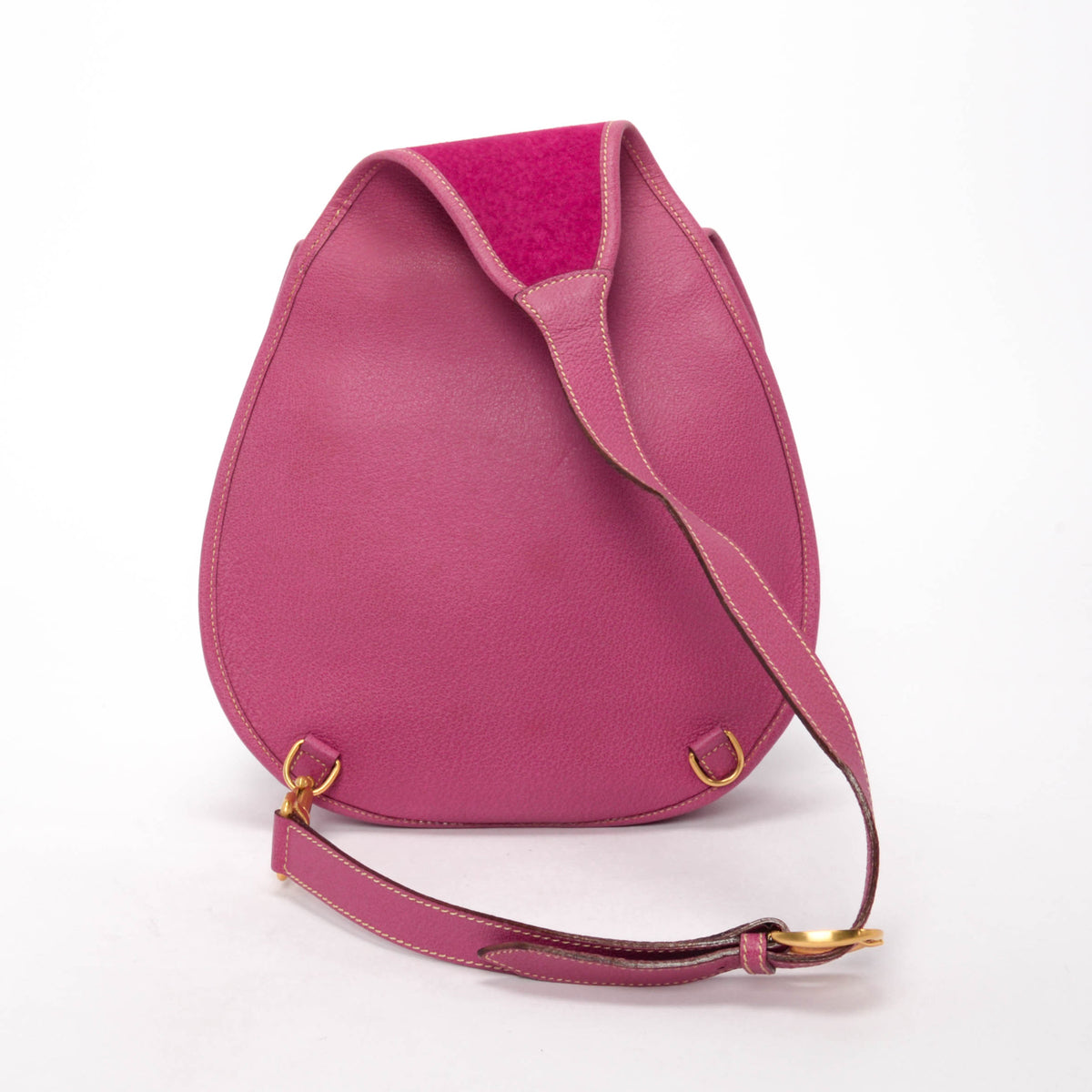 Gucci Vintage Bright Pink Suede Horsebit Sling Bag