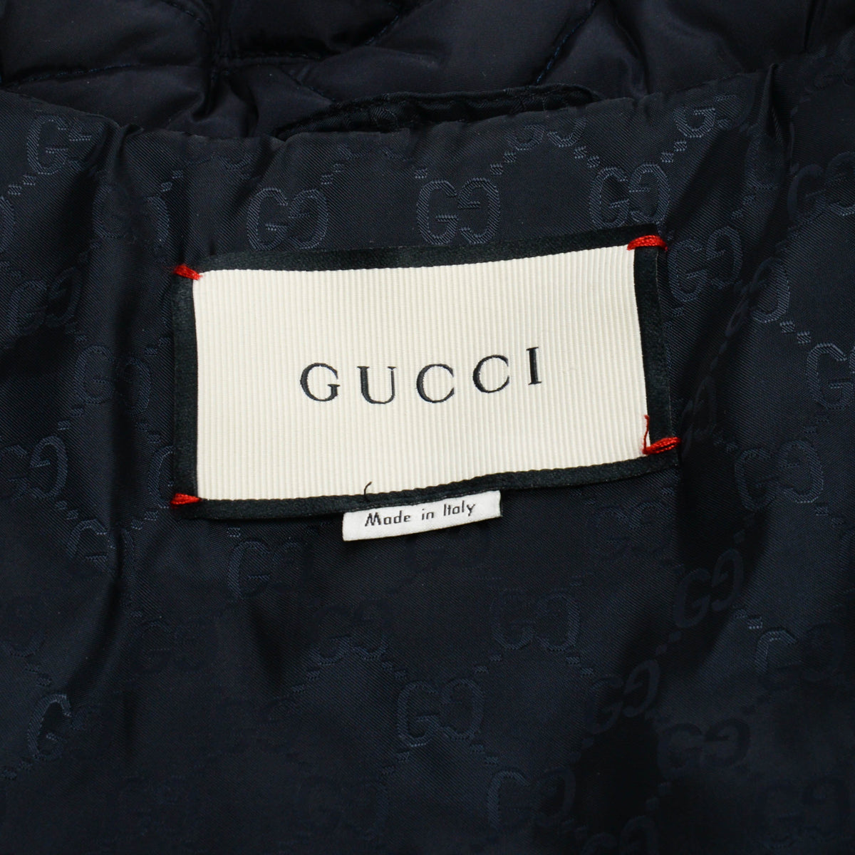 Gucci Navy Quilted Web Trim Long Puffer Jacket IT 42