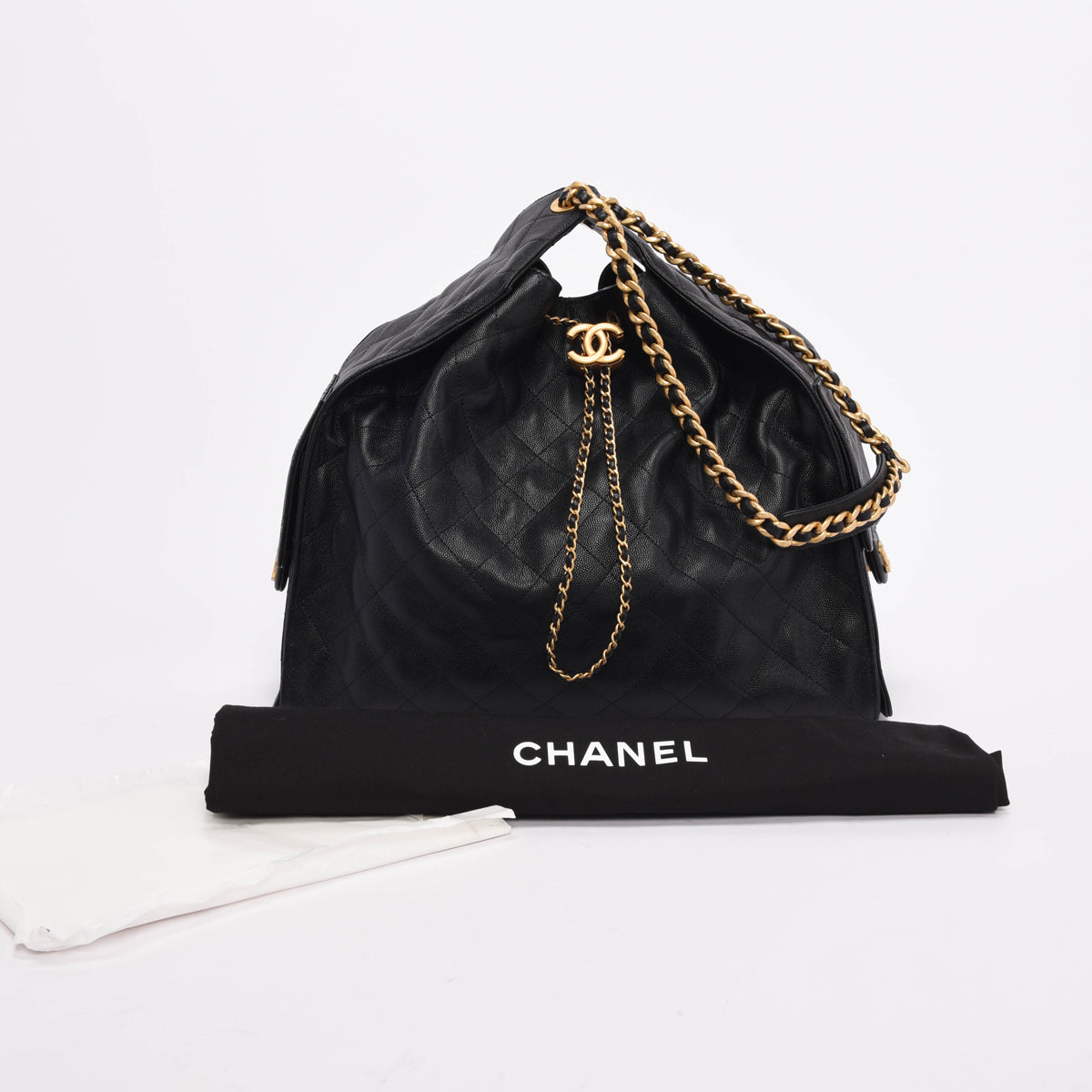 Chanel Black Caviar Large 25 Hobo Bag