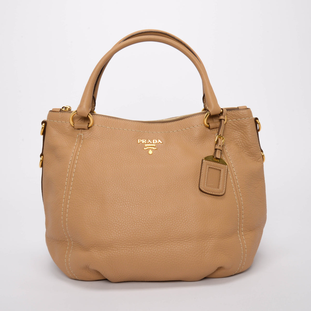 Prada Beige Grained Calfskin Vitello Daino Bag