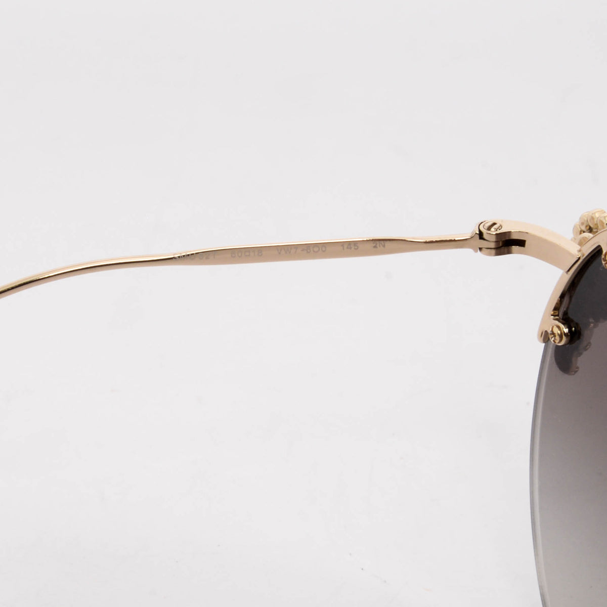 Miu Miu Grey Pearl Detail Round Sunglasses