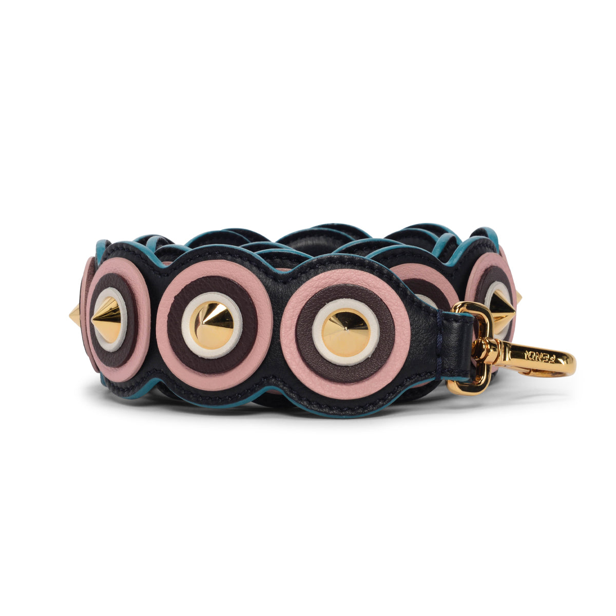 Fendi Black Spike Studded Strap You Bag Strap