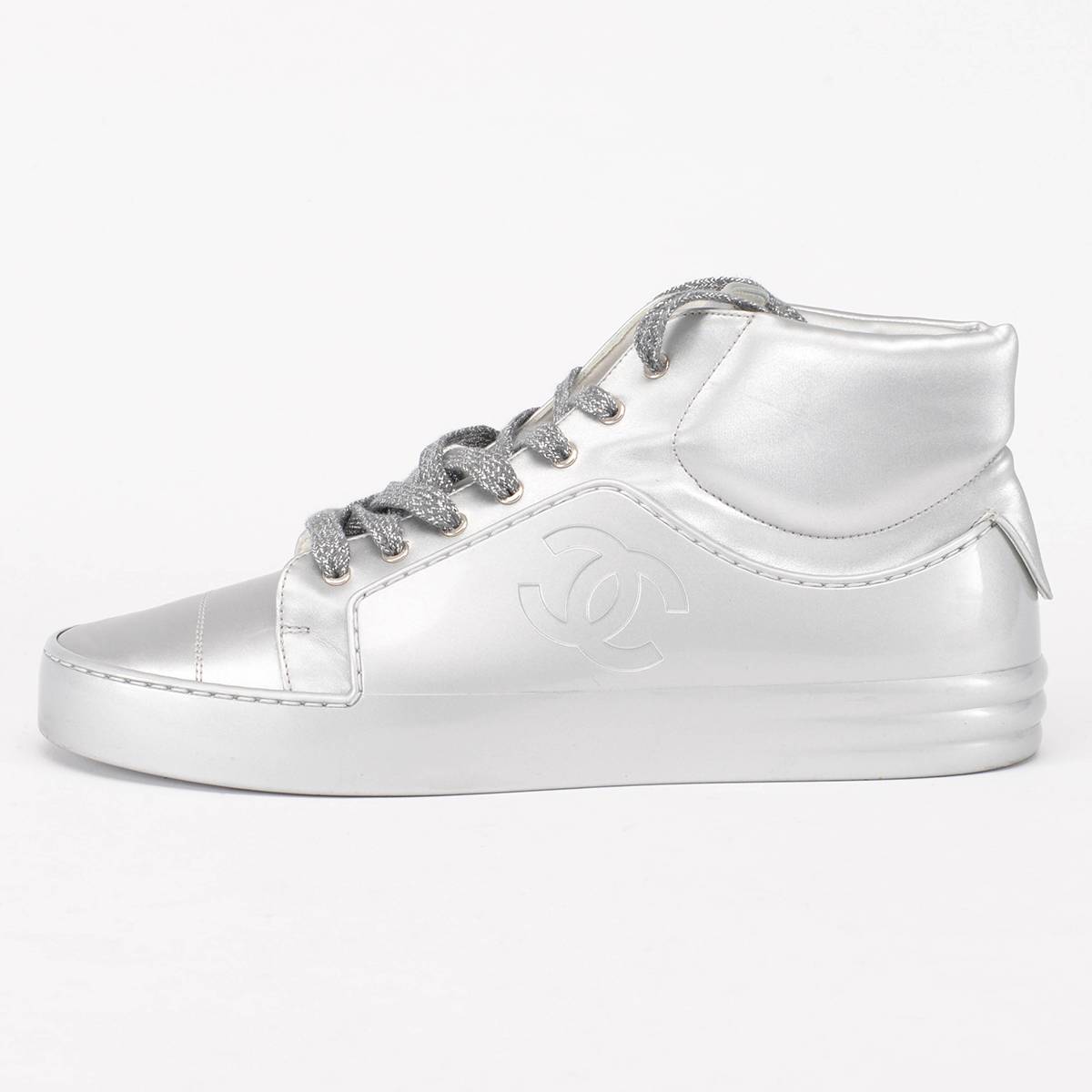 Chanel Silver High Top Sneakers 42