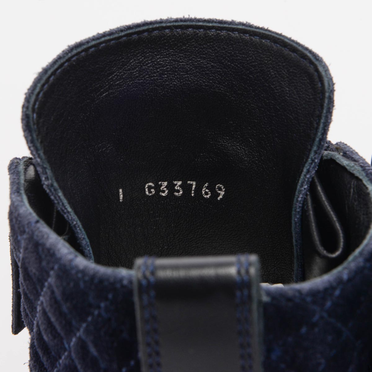Chanel Navy Quilted Suede Lace Up CC Combat Boots 38