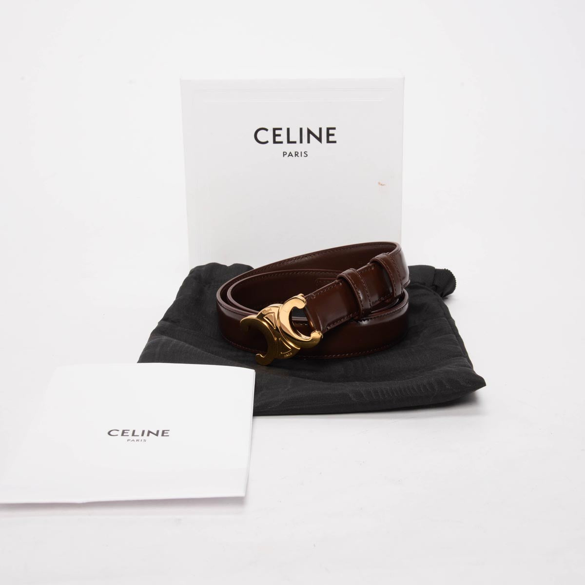 Celine Chestnut Taurillon Medium Triomphe Belt