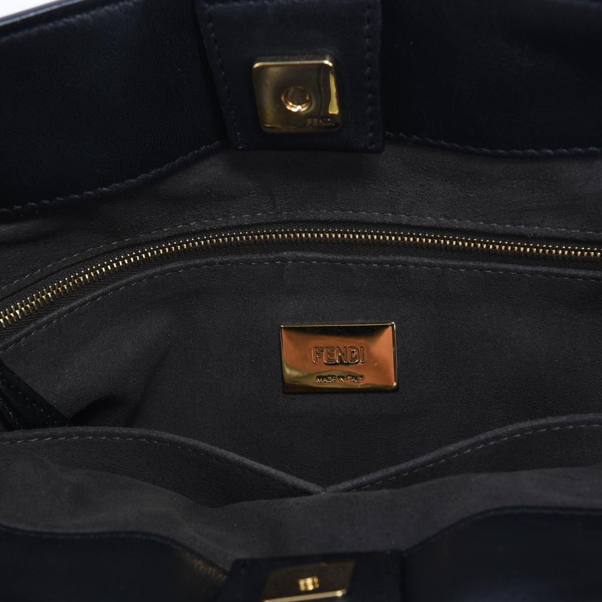 Fendi Black Nappa FF 1974 Embossed Small Tote