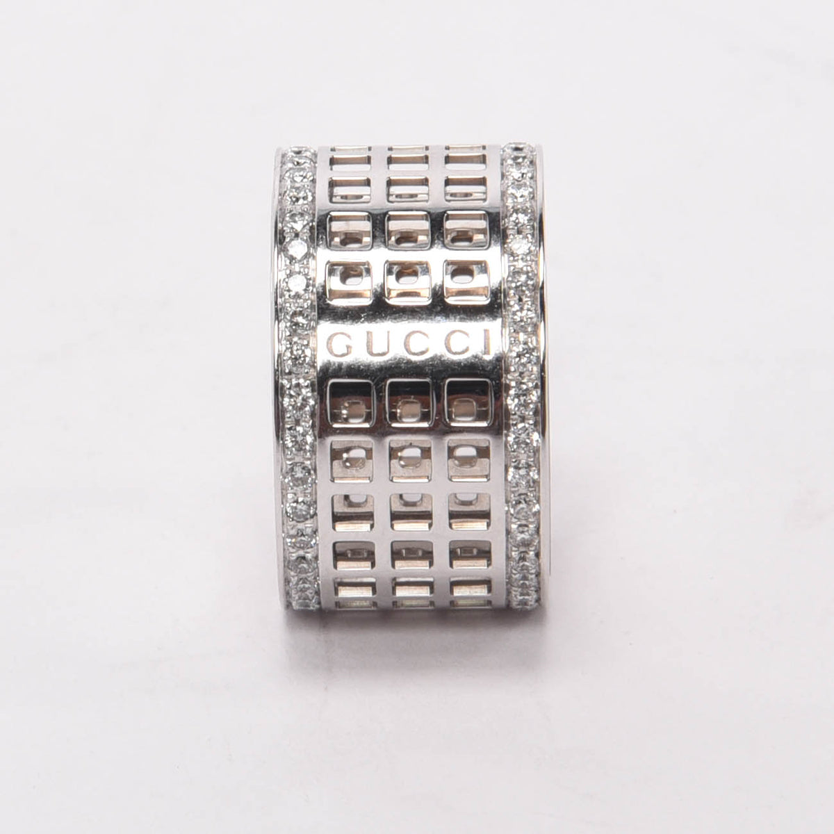 Gucci 18k White Gold & Diamond Spinning Band Ring