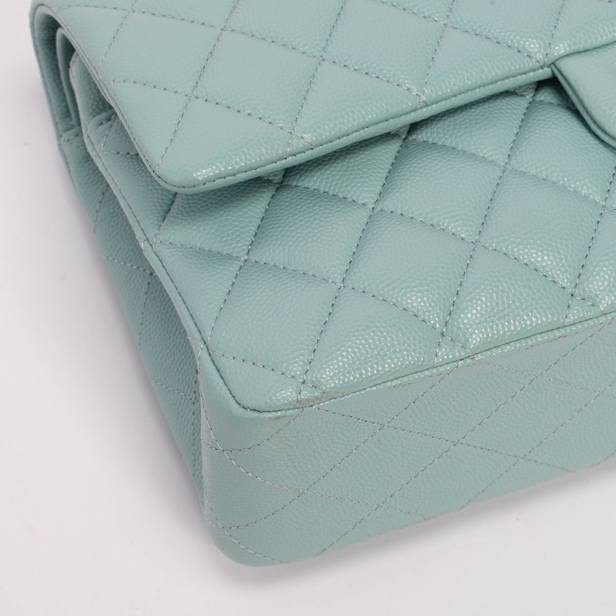 Chanel Tiffany Blue Quilted Caviar Medium Classic Flap Bag