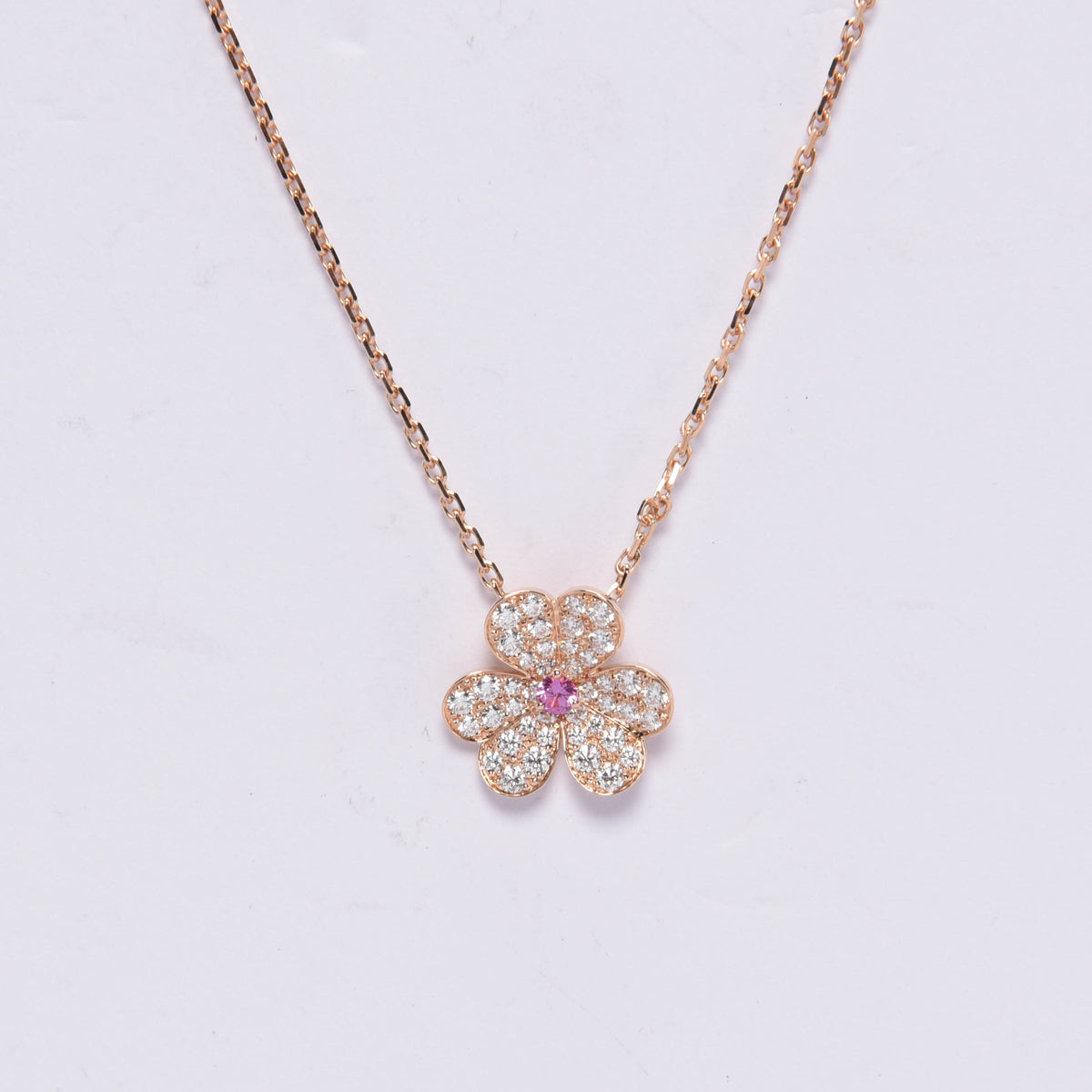 Van Cleef & Arpels Rose Gold & Sapphire Small Model Frivole Necklace