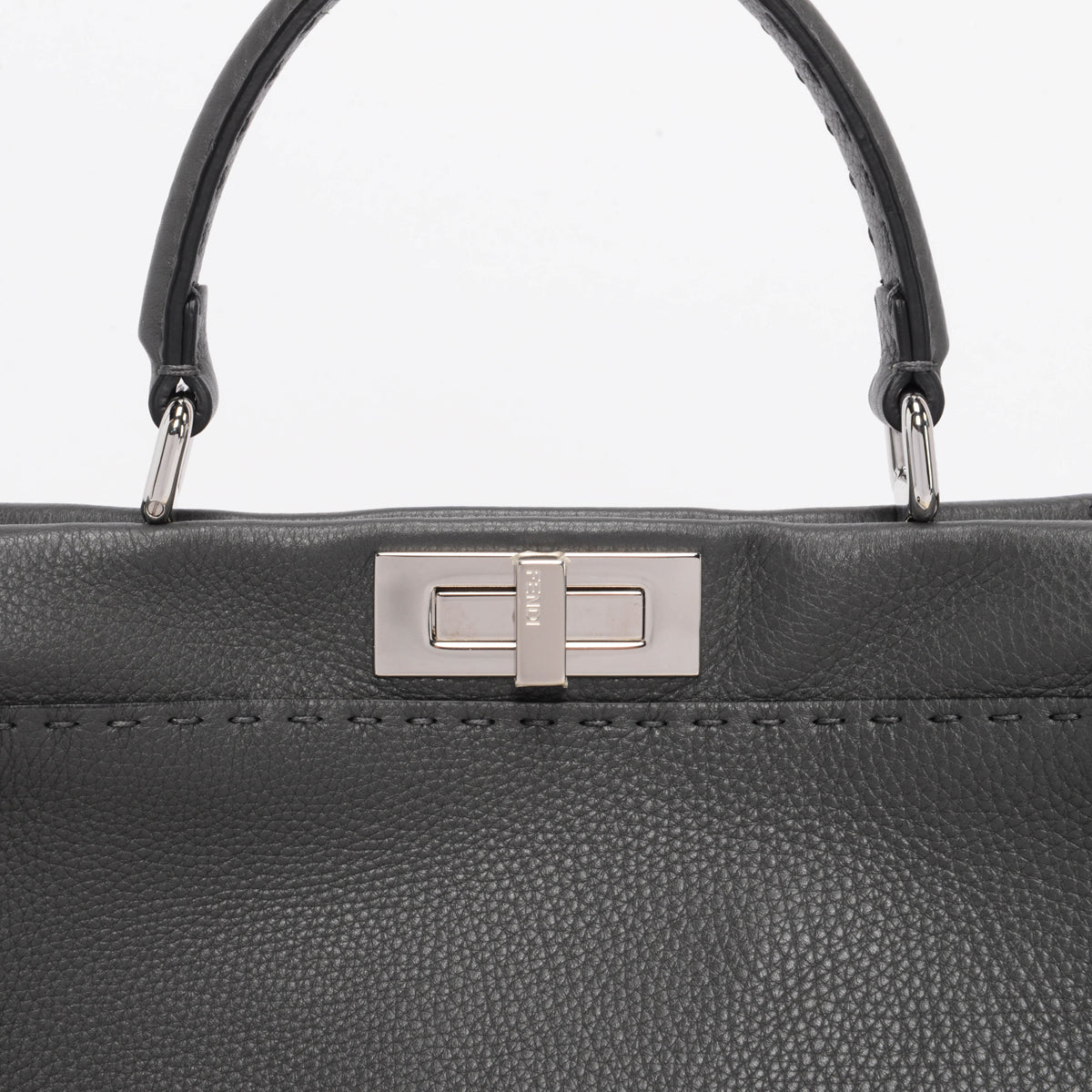 Fendi Charcoal Selleria Medium Peekaboo Bag