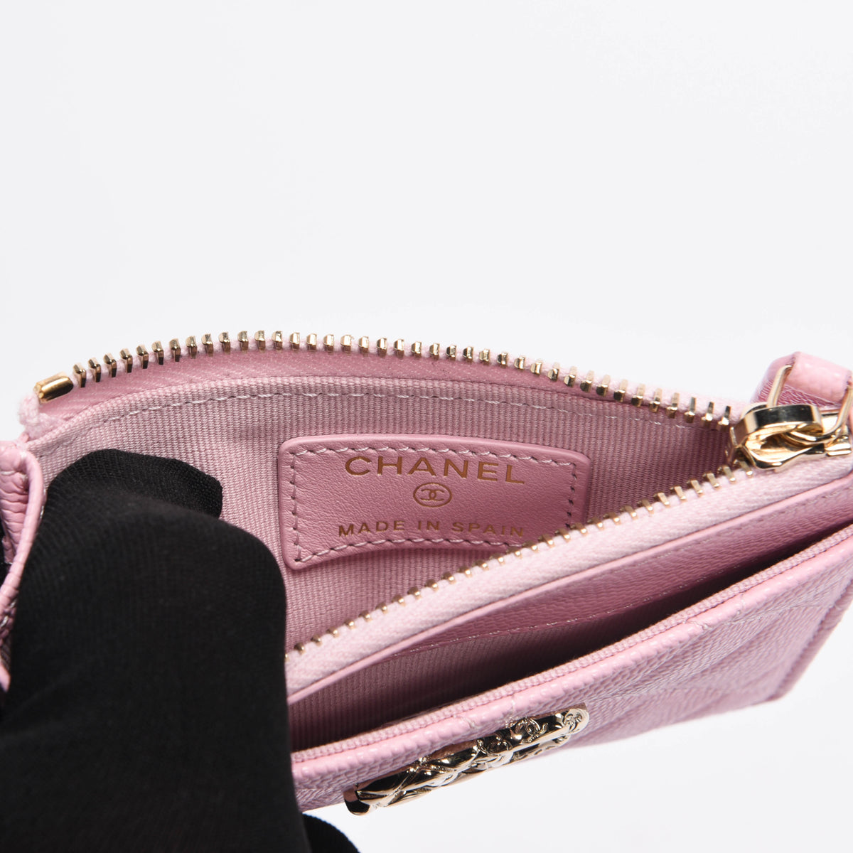 Chanel Pale Pink Caviar CC Zip Card Holder