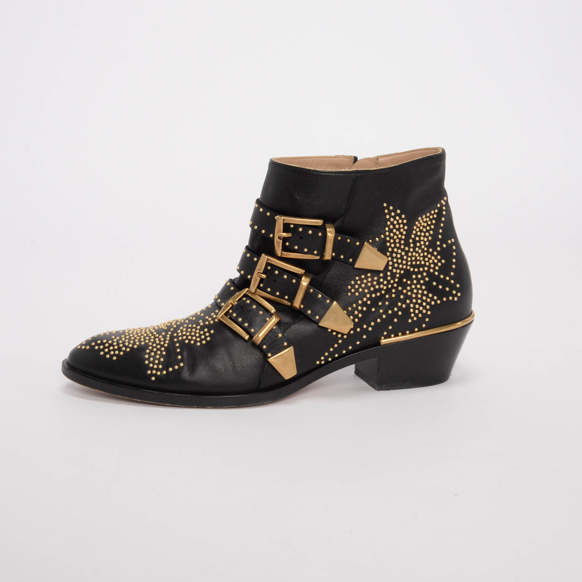 Chloe Black & Gold Studded Susanna Boots 39
