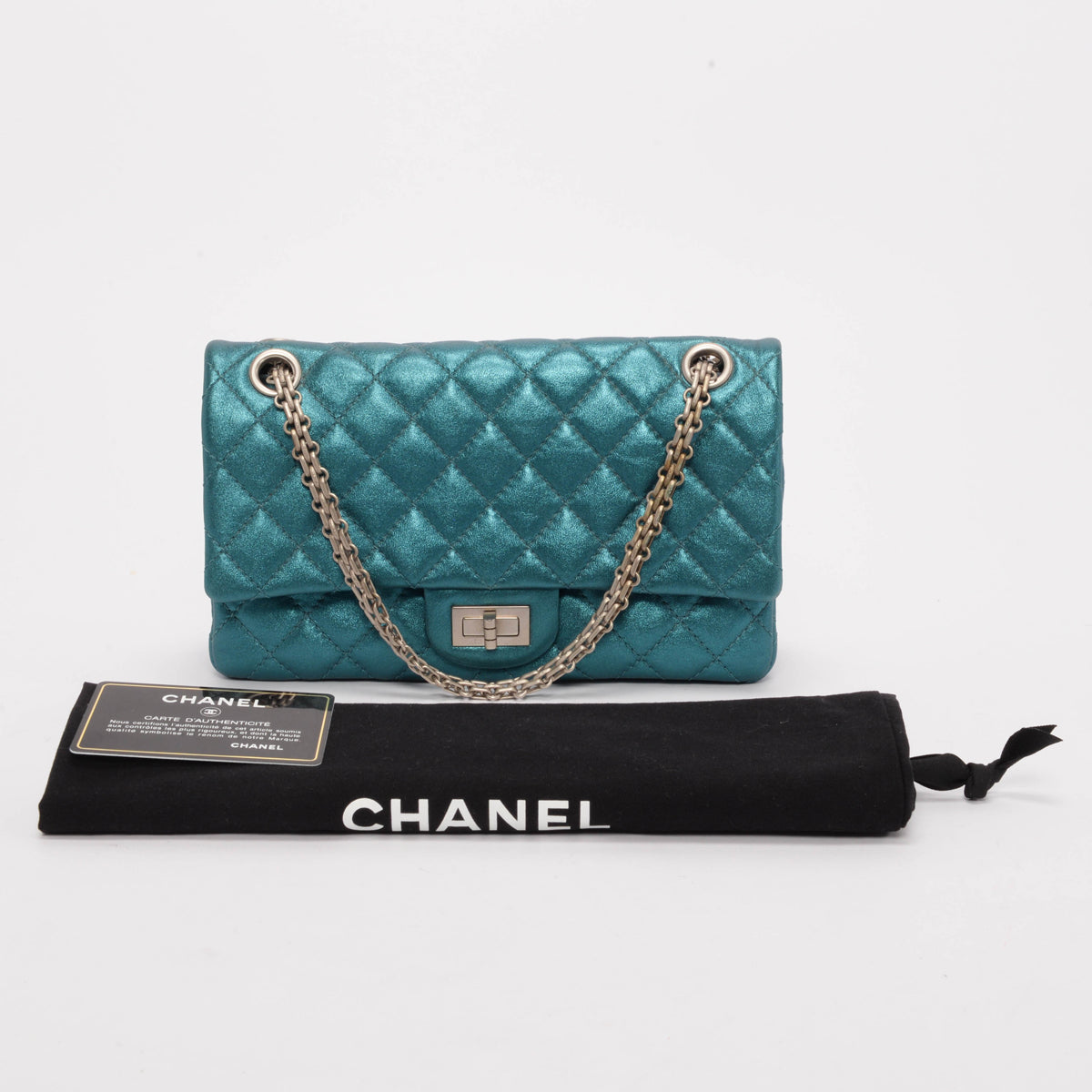 Chanel Teal Metallic Calfskin 2.55 Reissue 225 Bag