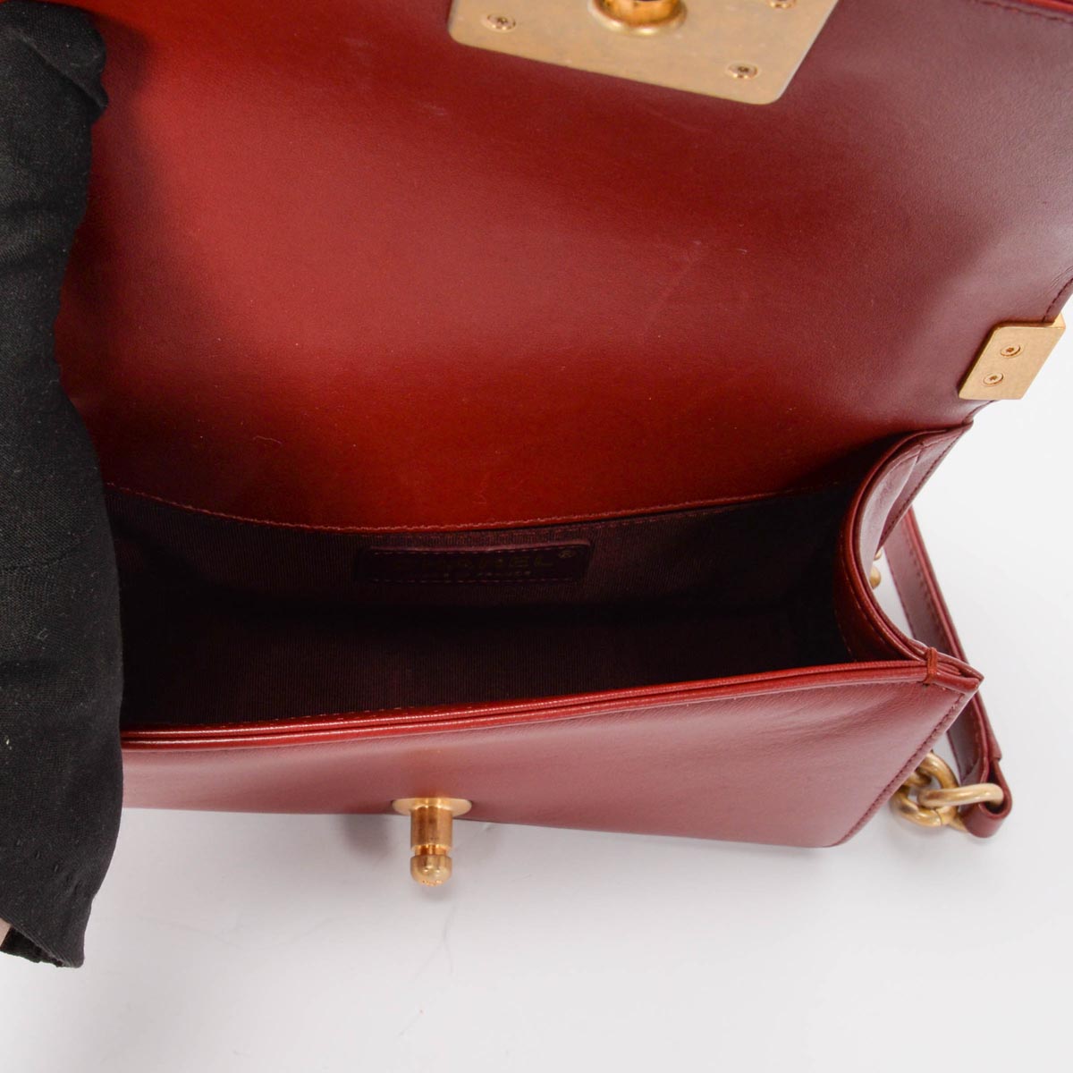 Chanel Burgundy Quilted Lambskin Small Boy Bag