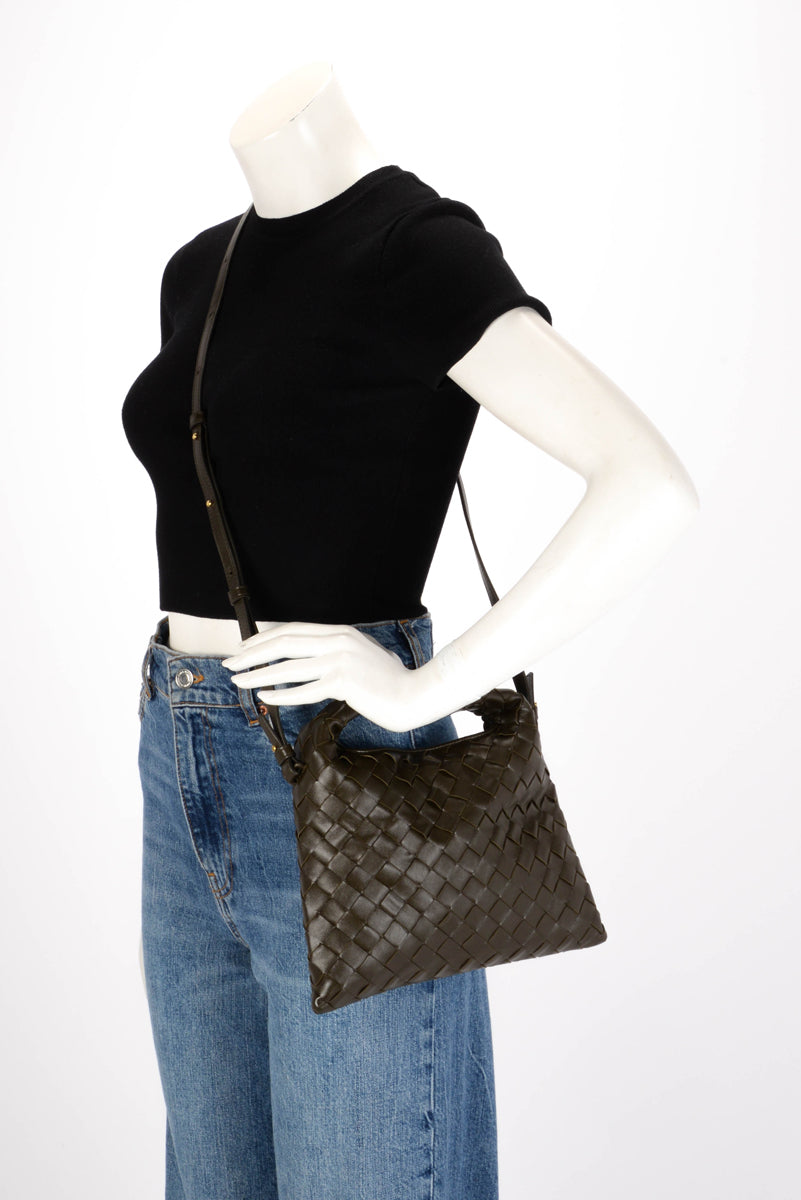 Bottega Veneta Olive Intrecciato Mini Hop Bag