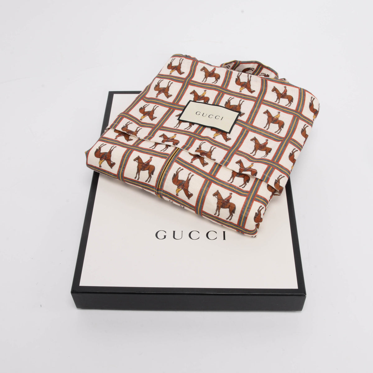 Gucci Cream Cotton Equestrian Print Garment Cover