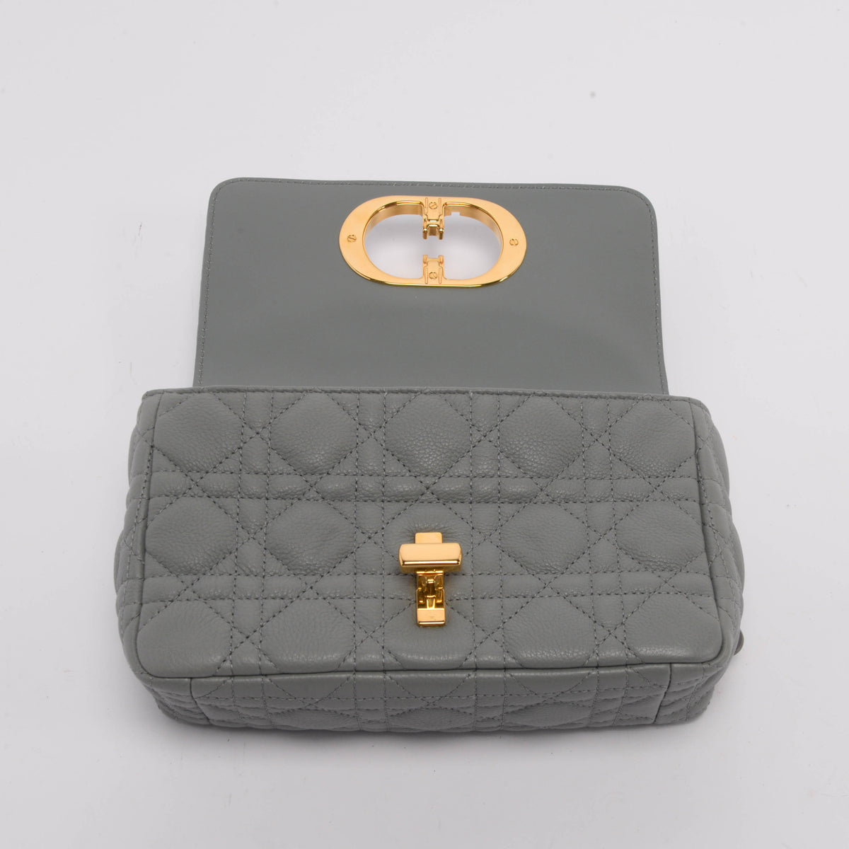 Dior Grey Cannage Calfskin Small Caro Bag