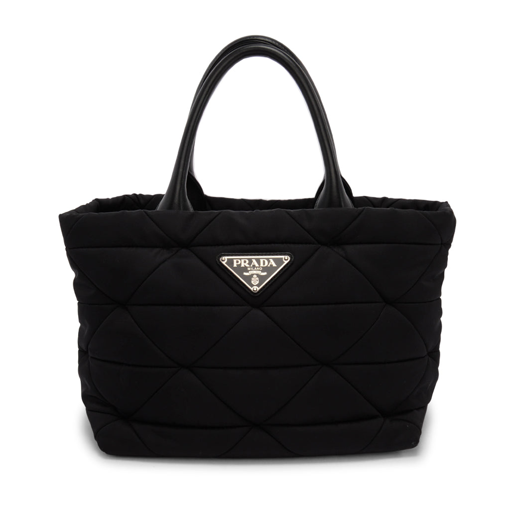 Prada Black Re-Nylon & Leather Medium Padded Tote