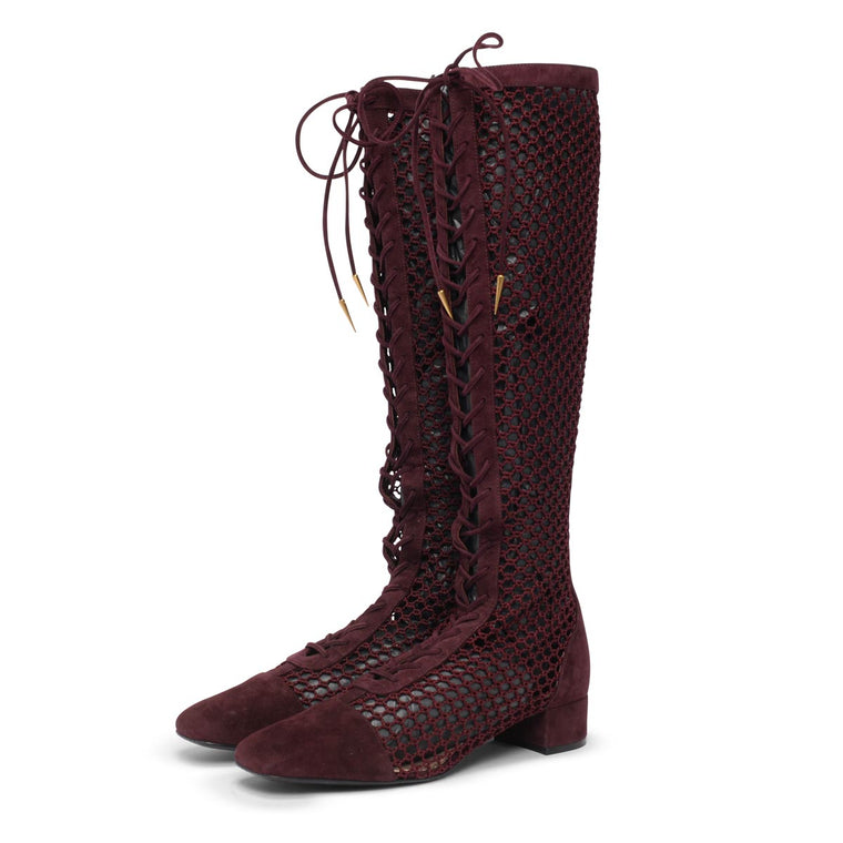 Dior Burgundy Suede Naughtily-D Boots 38.5