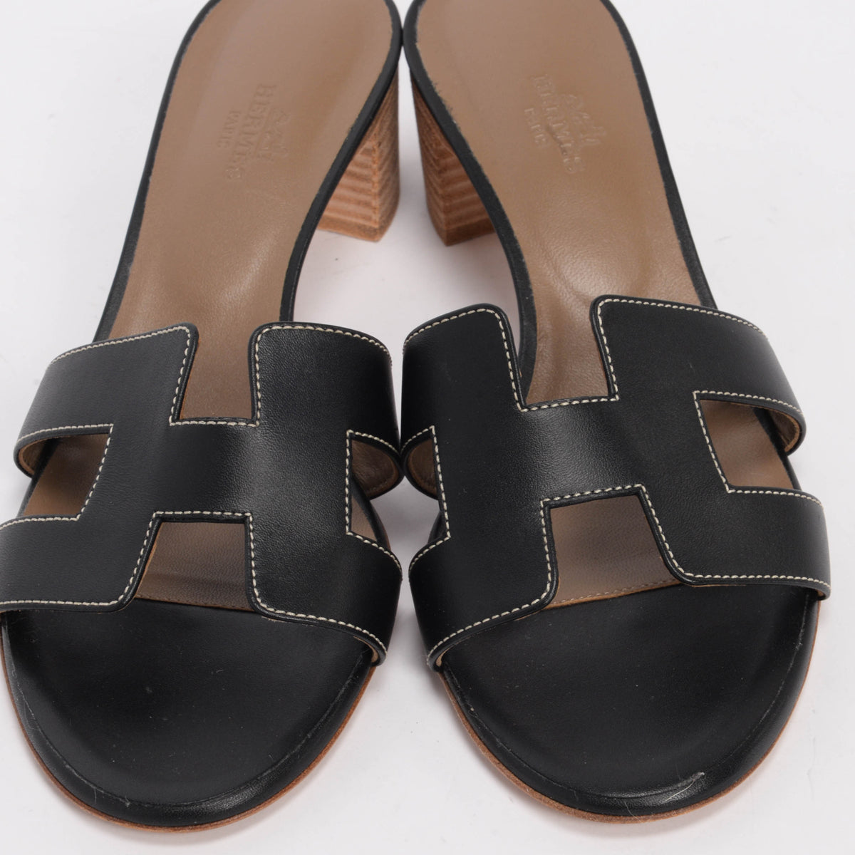 Hermes Black Calfskin Oasis Sandals 38.5