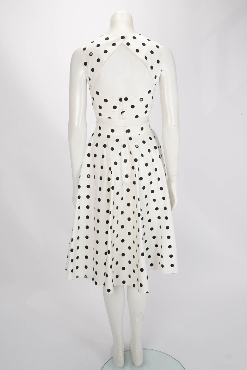 Dolce & Gabbana White Polka Dot Crop Top & Skirt IT 40