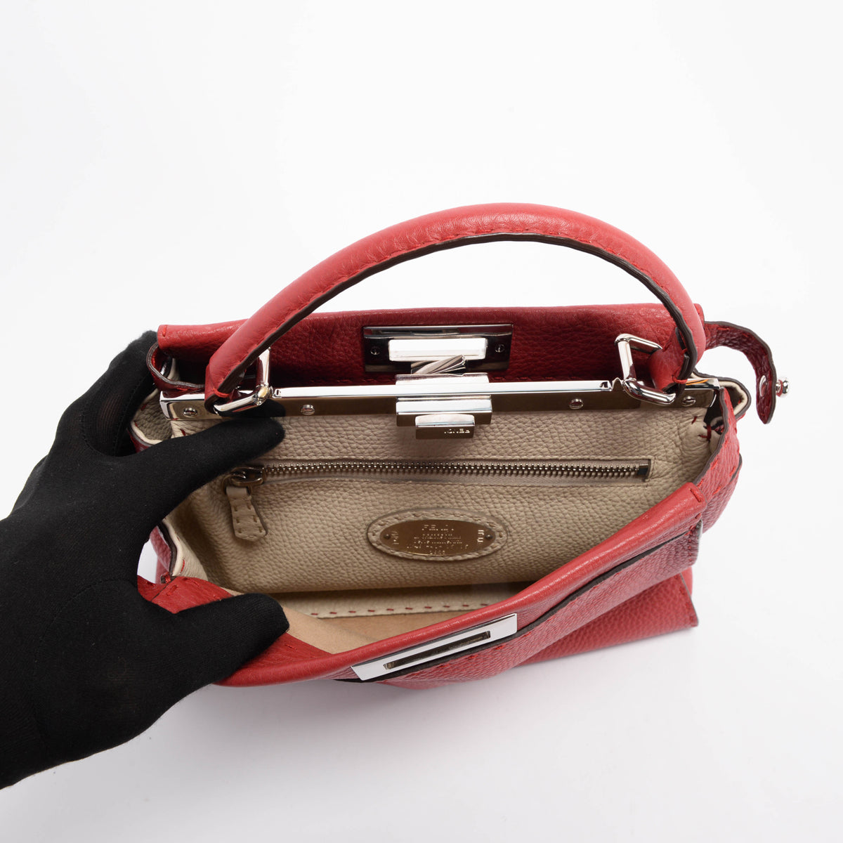 Fendi Raspberry Selleria Medium Peekaboo Bag