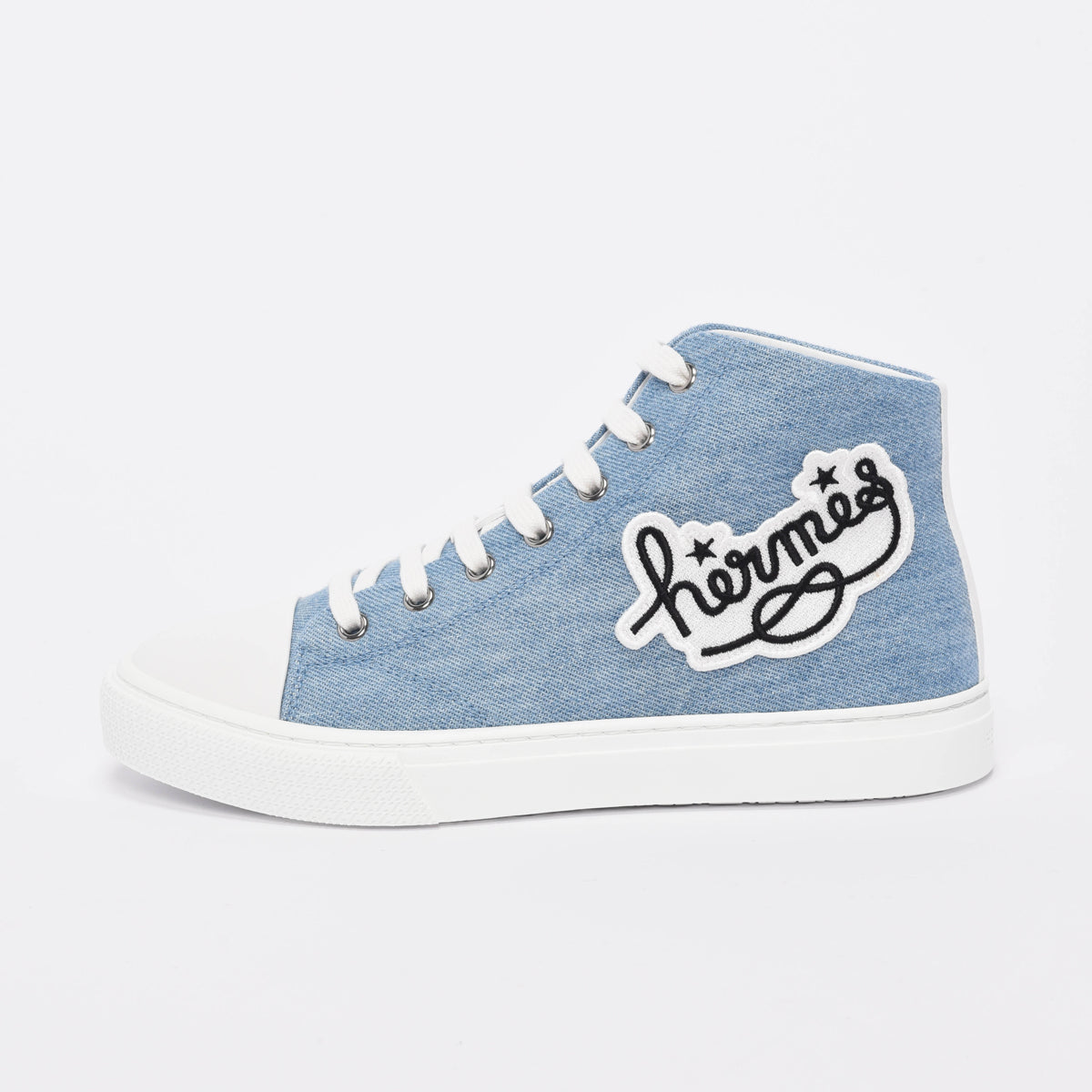 Hermes Blue Denim Illico Hi Top Sneakers 37.5