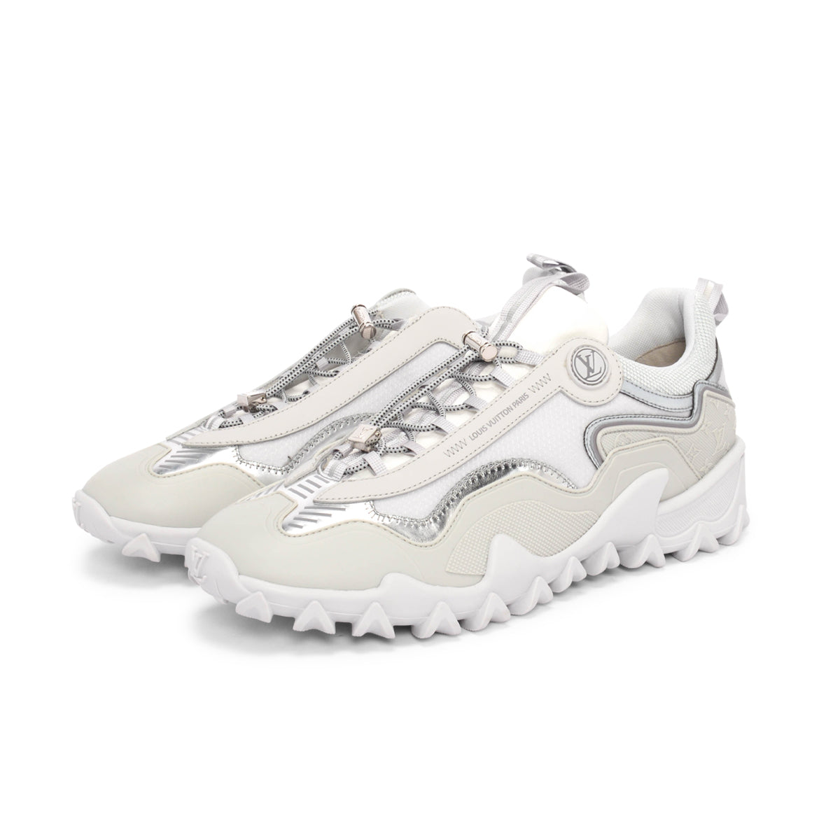 Louis Vuitton Silver Nylon Rush Sneakers 38