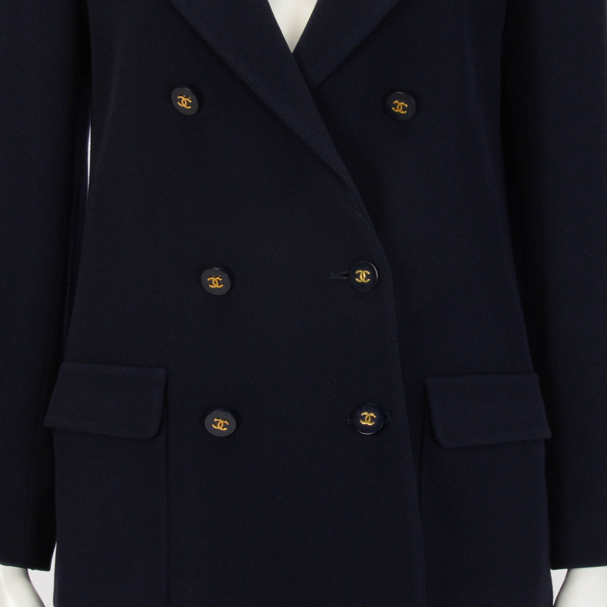 Chanel Navy Wool Twill Classic DB Jacket FR 38