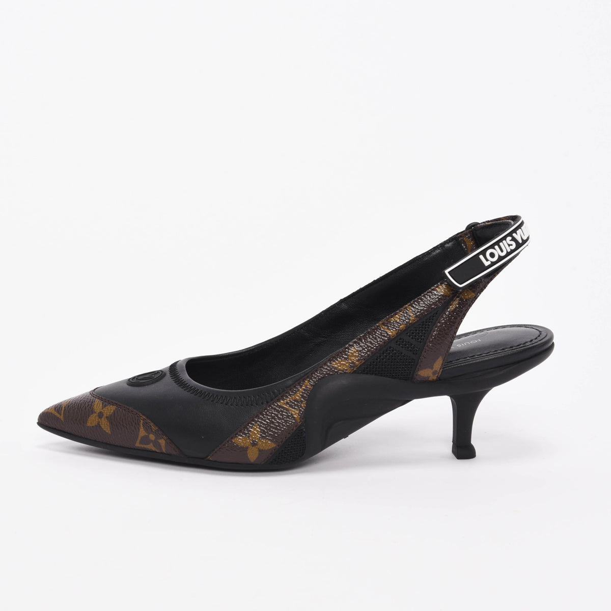 Louis Vuitton Black Lambskin & Monogram Archlight Slingback Pumps 37